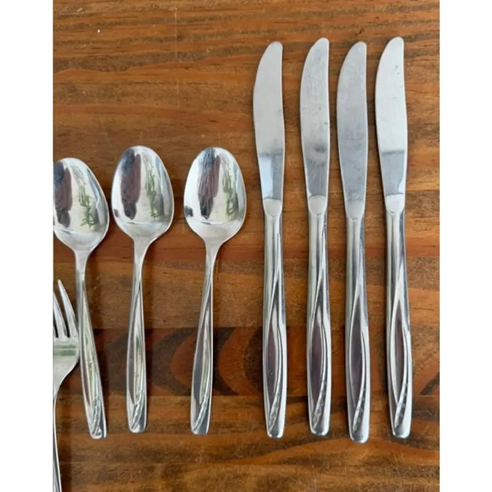 Vintage Rogers Cutlery Co Lawncrest Stainless Steel Mixed Flatware Lot MCM Retro
